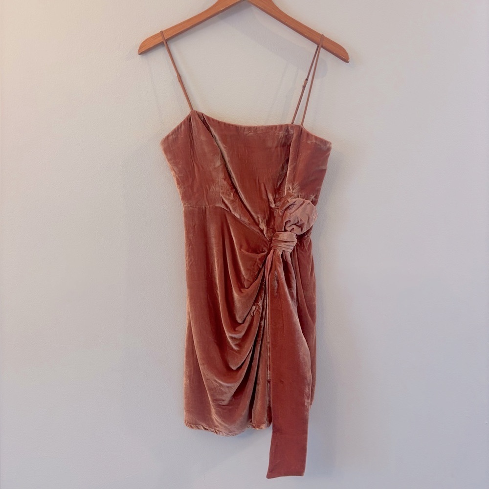 Cinq a Sept Kiki Velvet Mini Dress in Rosewood